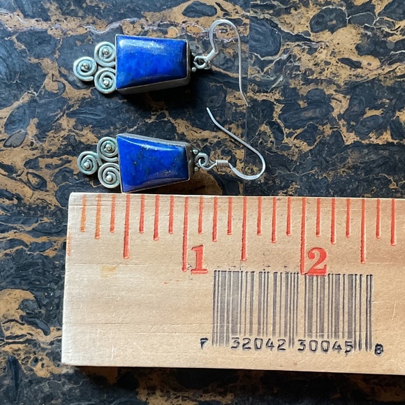 NWOT Sterling Silver 925 Lapis Lazuli Greek design earrings - Picture 9 of 10